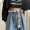 Beads Rope Waistband Tie Up Pack Thread Waist Belt Fashion Coarse Rope Belt  Streetwear