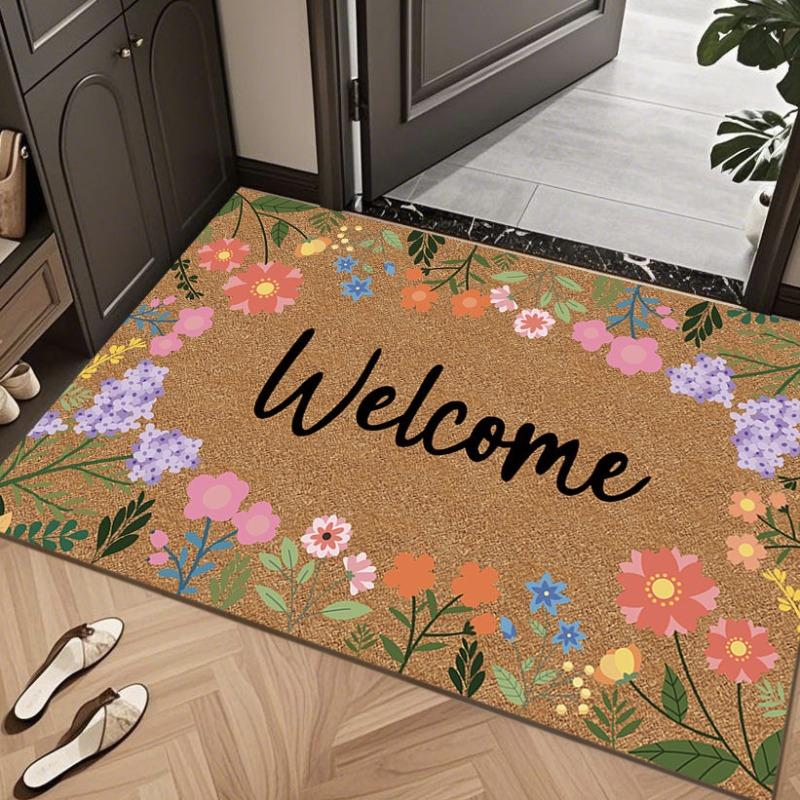 Welcome Entrance Door Mat Floral Pet Tree Design Indoor Home Decor Foot Mat Dirt Resistant Absorbent Floor Mat for Home Entrance
