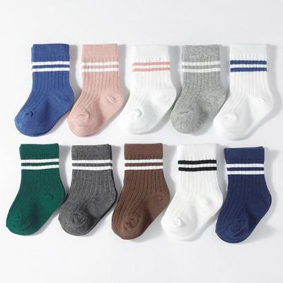 5 Pairs/Lot Baby Socks College Style Boys and Girls Striped Middle Tube Socks Casual Kids Sports Cotton Sock