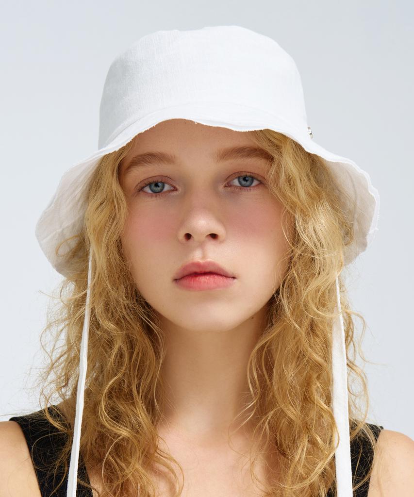 Hwaiteusaenjeu Linen Wide String Floppy Hat Jane (4 Colors)