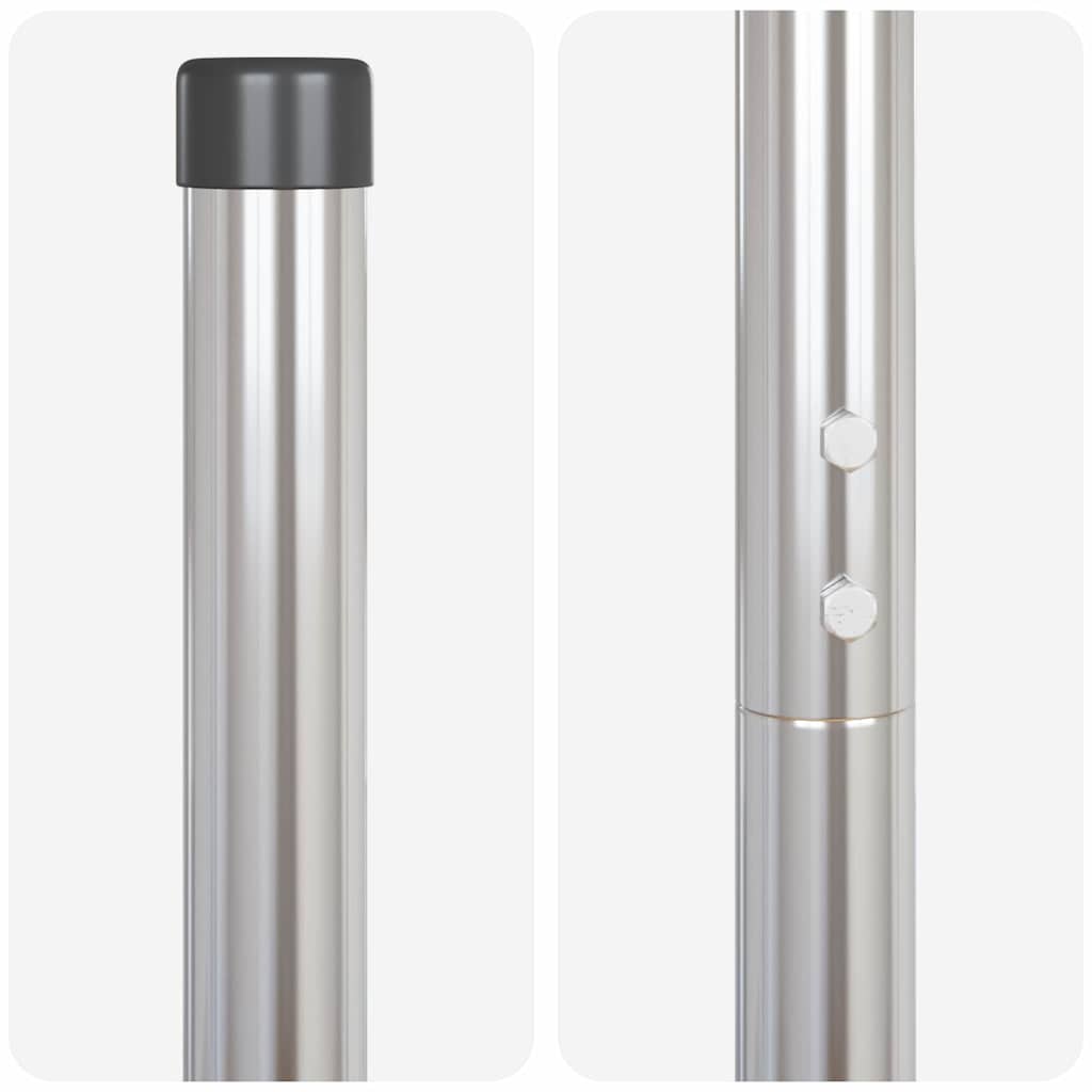 Fence Post Set 2 Pcs Silver Powder Coated Steel