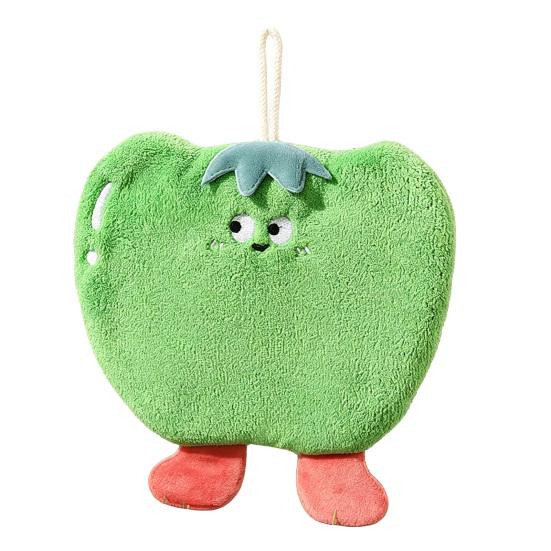 Vegetable Hand Towels, Quick Dry Coral Velvet Drying Towel, Absorbent Non-Slip Decorative Towel, for Kitchen And Bathroom зелёный