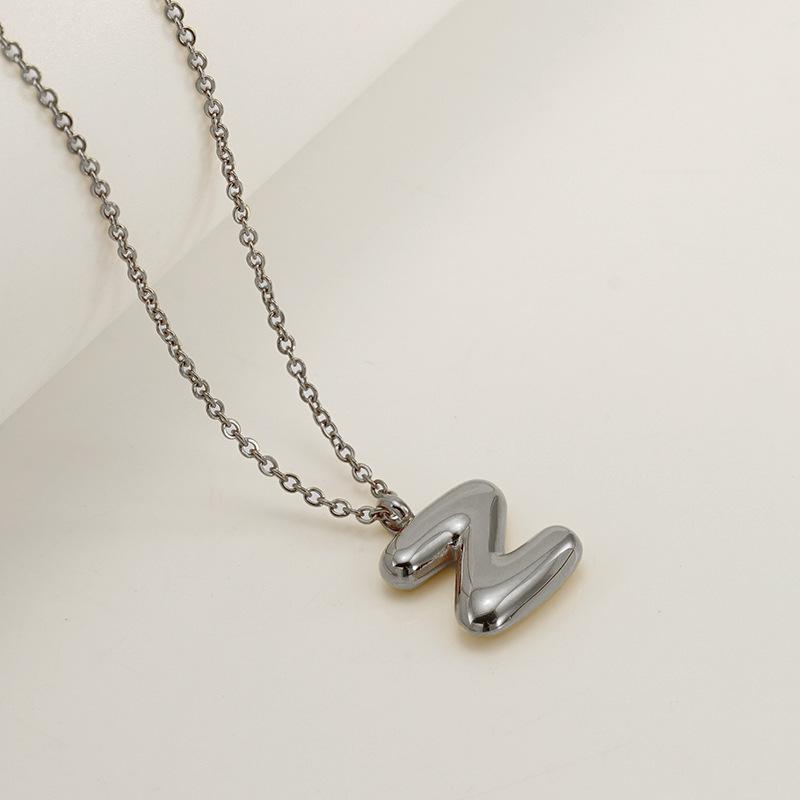

26 English Letter Necklaces Women s Bubble Glossy Letter Pendants Collarbone Chains 2026 45cm