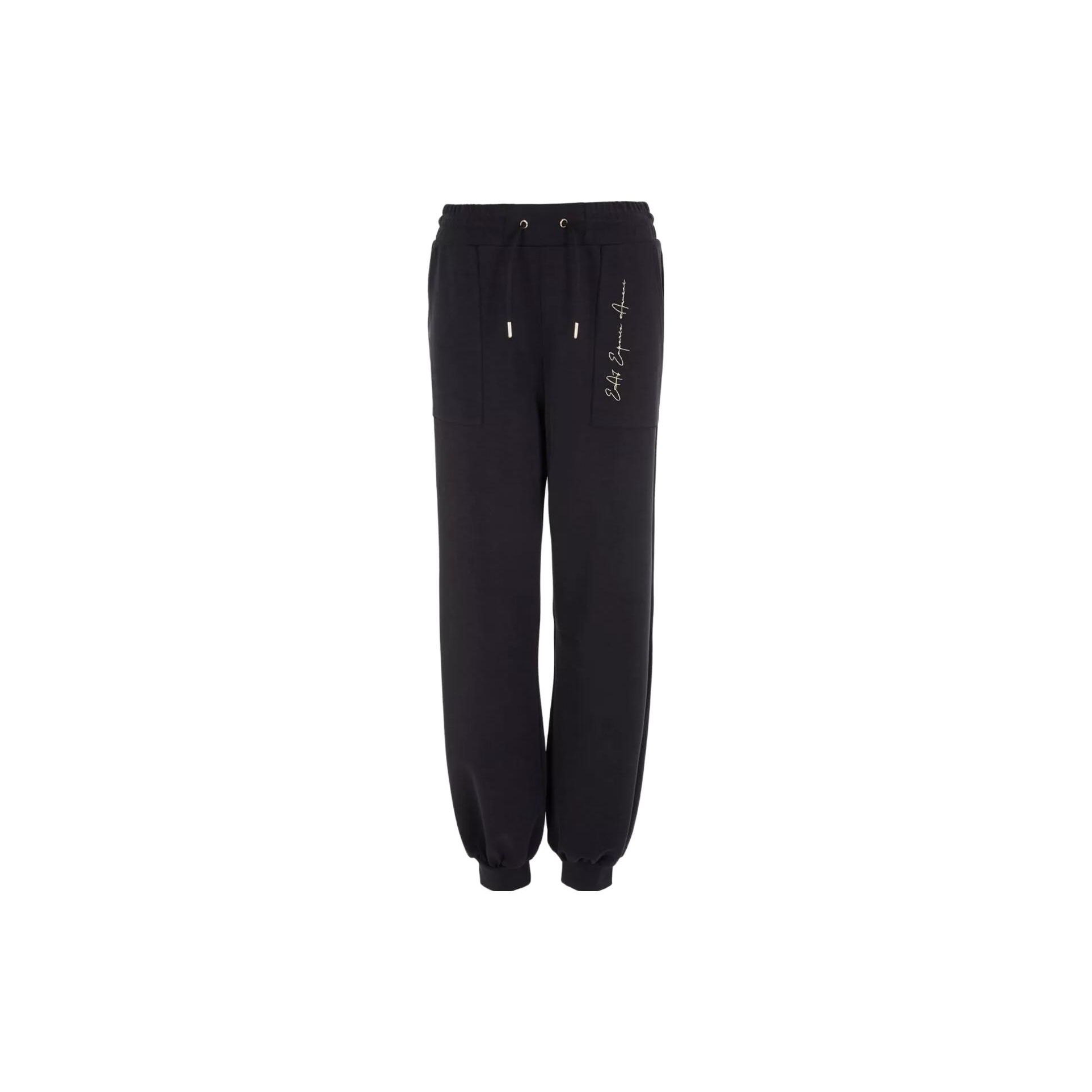 Emporio Armani EA7 Повседневные брюки с принтом букв, на кулиске, с манжетами, женские, черные 6RTP54-TJDCZ-1200 S