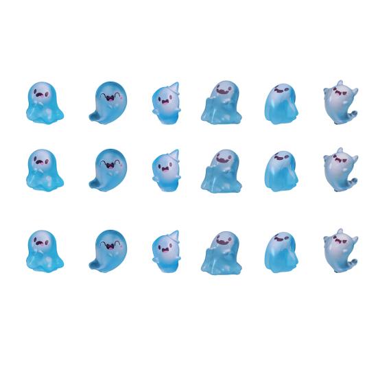 Glow in The Dark Mini Ghost Figures with Box Luminous Small Resin Ghost Figurine Miniature Ghost Garden Decor for Halloween Party Favors