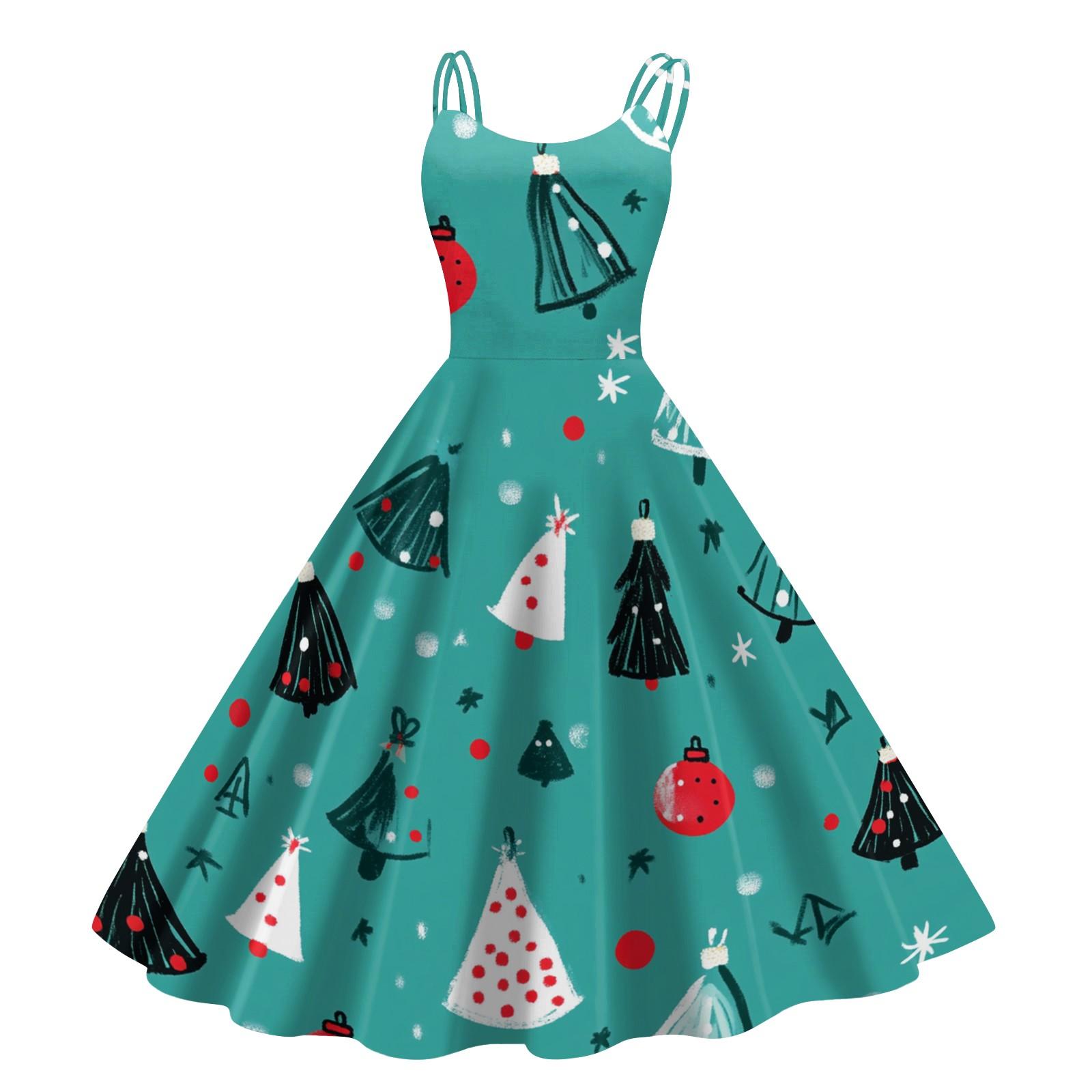 

Женские рождественские подарки, напечатанная шапка Санты, сексуальное платье с открытыми плечами в стиле панк-винтаж M