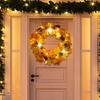 Artificial Wreath Garland Rattan Frame  Festival Pumpkin Maple Leaf  Fall Holiday Decoration