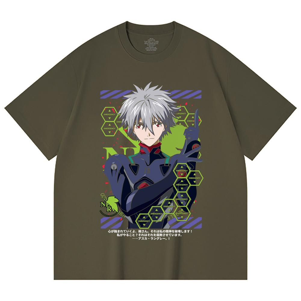230 Gsm 100% Cotton Evangelion V5 Kagoru Print Unisex Heavy Cotton T Shirt