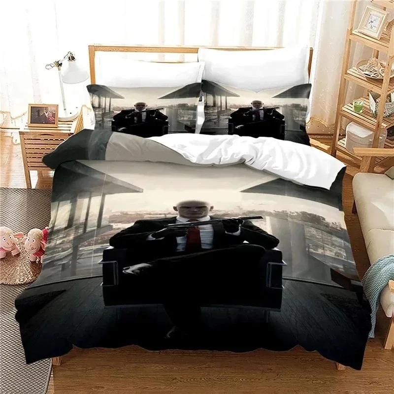 Game Hitman Kiler Beding Set Young Boys Young Girls Twin Quen Sized Dimensions Soft Duvet Cover Pilowcase Bed Children Kids Adult People Fashion Home