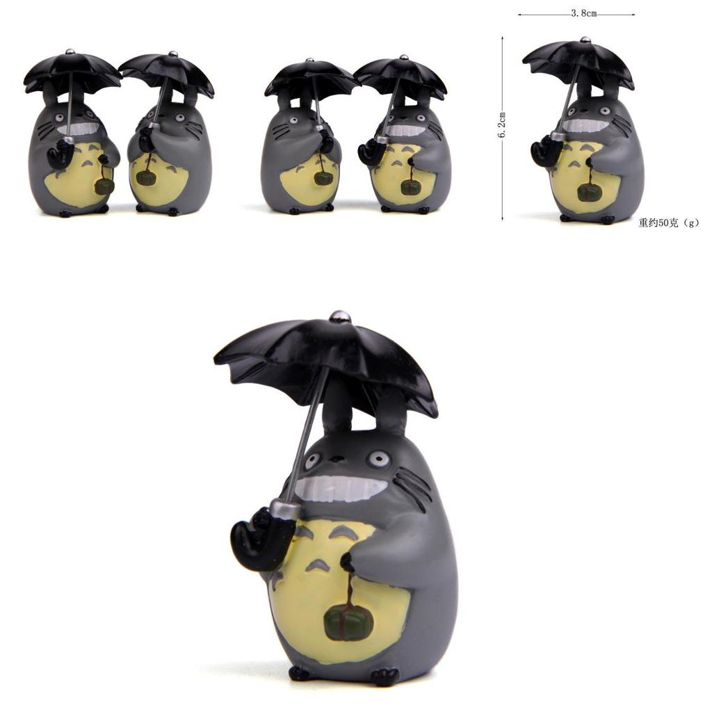 Resin Totoro Cartoon Cat Figure With Umbrella And Zongzi For Collectors And Giftgiving