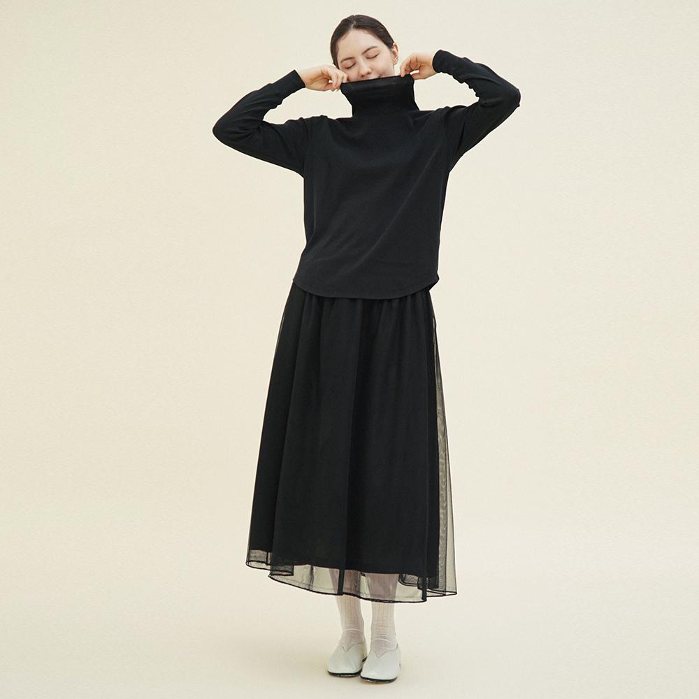 CHIQUITA [Spring 25] Light Turtleneck T-Shirt Black 251602Sbk