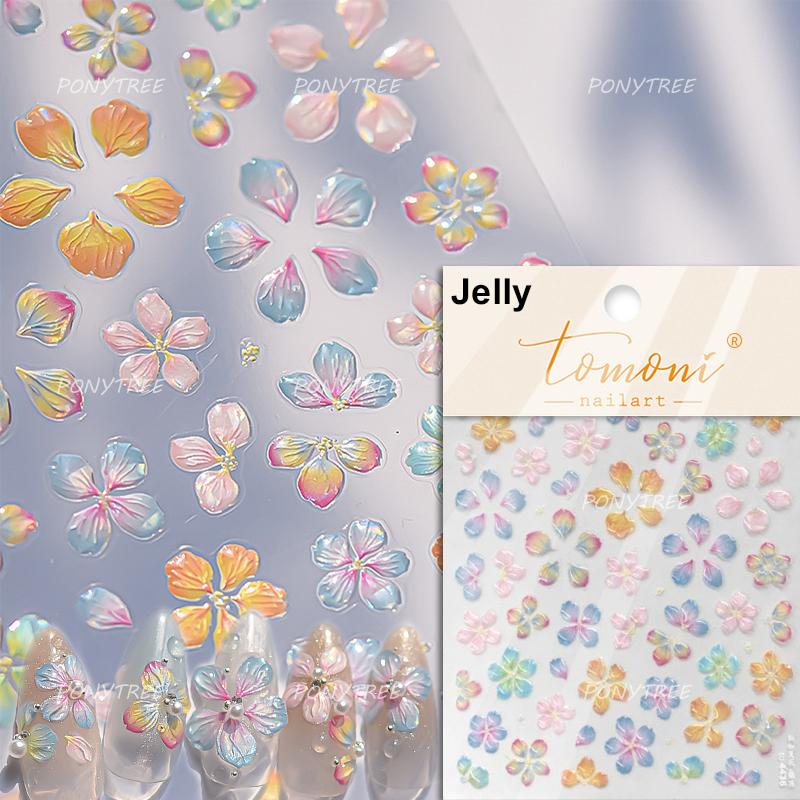 Embossed Flower Pink Butterfly Lucky Peach Blossom Chic Spring Petal 5D Soft Relief Adhesive Nail Art Stickers Manicure Decals