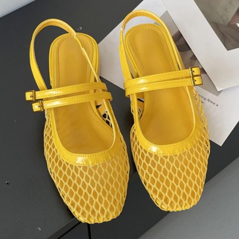 Fashion Sexy Mesh Shallow Women Sandals Fashion Buckle Narrow Band Hollow Slide Sandals Summer Comfort 42 43 Large Size Mary Jane Shoes