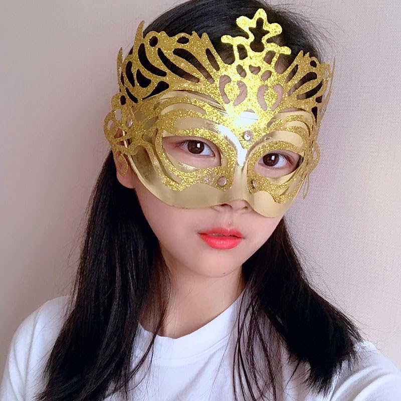 Women's Venetian Mask for Cosplay, Events, Parties, and Halloween (Gold)