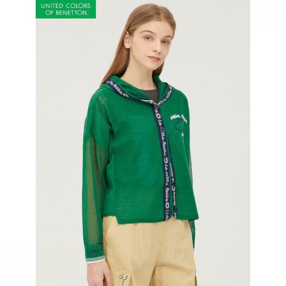 

Benetton Lettering Color Block Hoodie Knit Cardigan Bakca7531 SB/OS