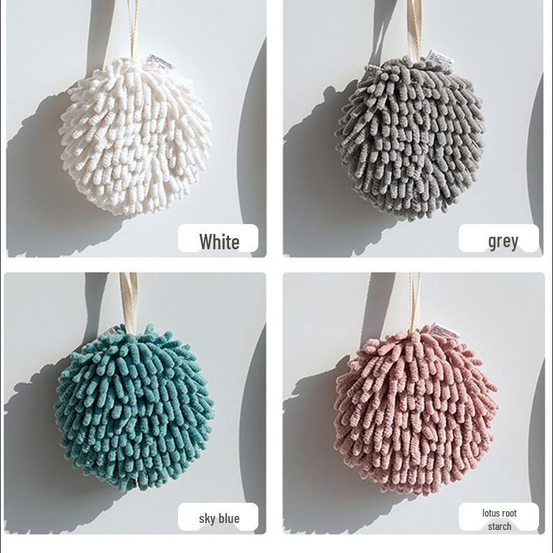 Chenille Quick-Dry Hand Towel Ball – Absorbent, Multifunctional, and Hanging for Kitchen Cleaning