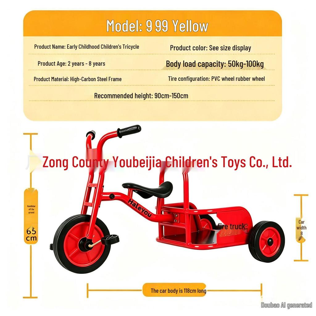 Kindergarten Tricycle for Kids 2-8 - Outdoor Toddler Pedal Bicycle with Parent-Child Feature