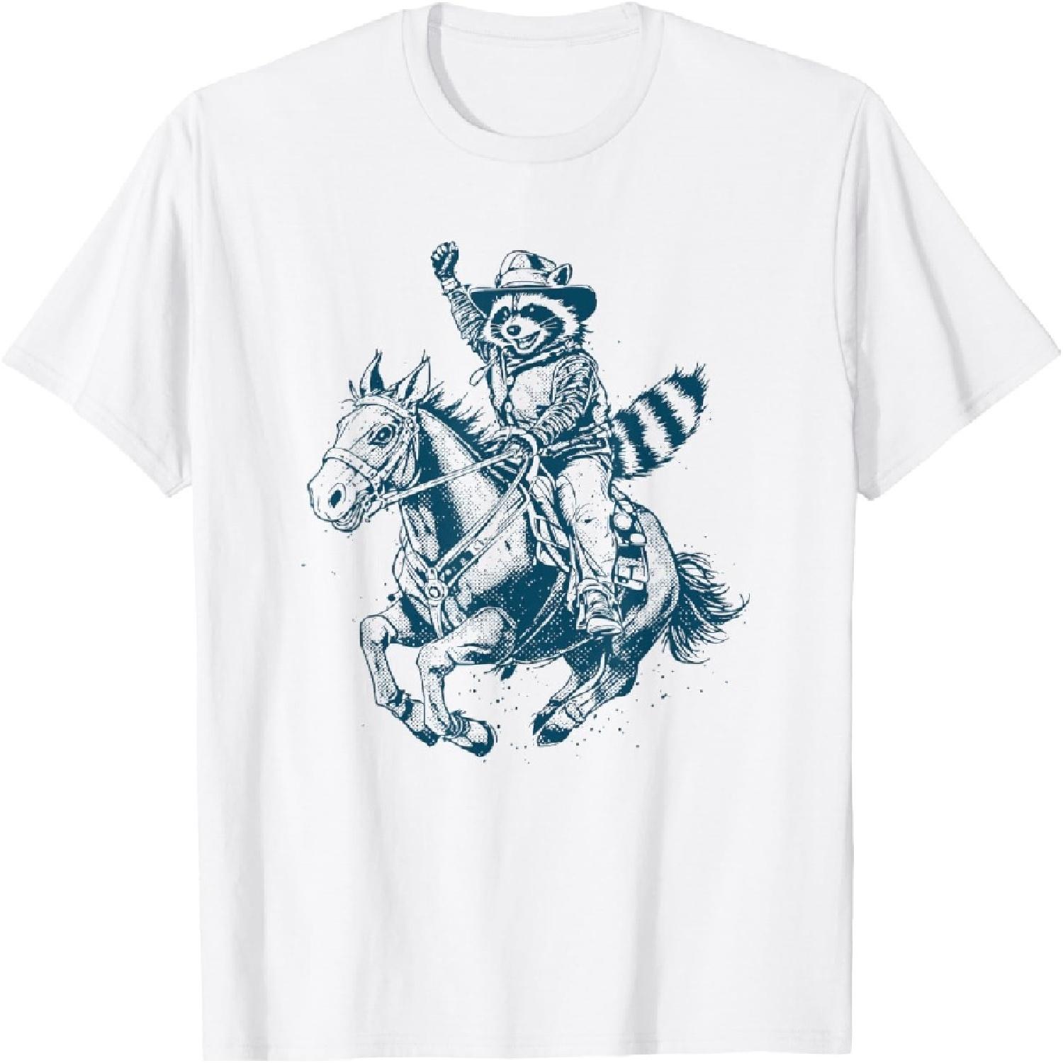 Funny Cowboy Raccoon Rodeo T-Shirt XXXXXL белый