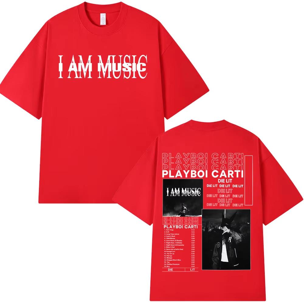 Rapper Playboi Carti I AM MUSIC graphics 100Cotton music Tshirt Men 2026 New Summer Hip hop unisex Short sleeve shirt fan gifts