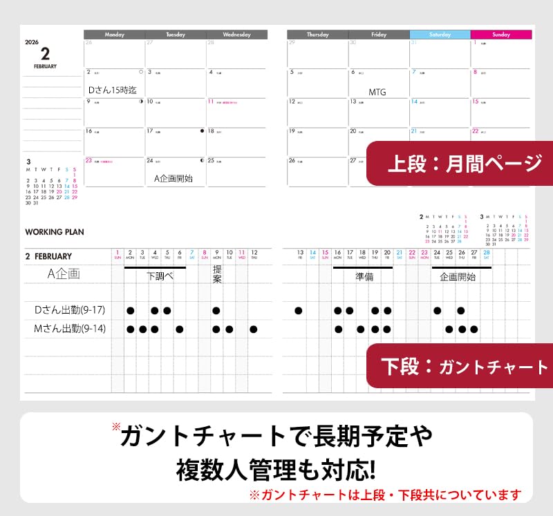 Separate Diary, Planner, January Start, 2026, B6, Daily & Monthly, with Band Cover, Modern Black, Weekly Vertical Schedule, Ito Techo, D-B6-leplus-Mb