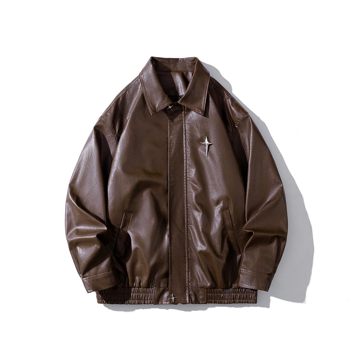 

Новая куртка из искусственной кожи мужская весенняя свободная модная универсальная куртка для пары L