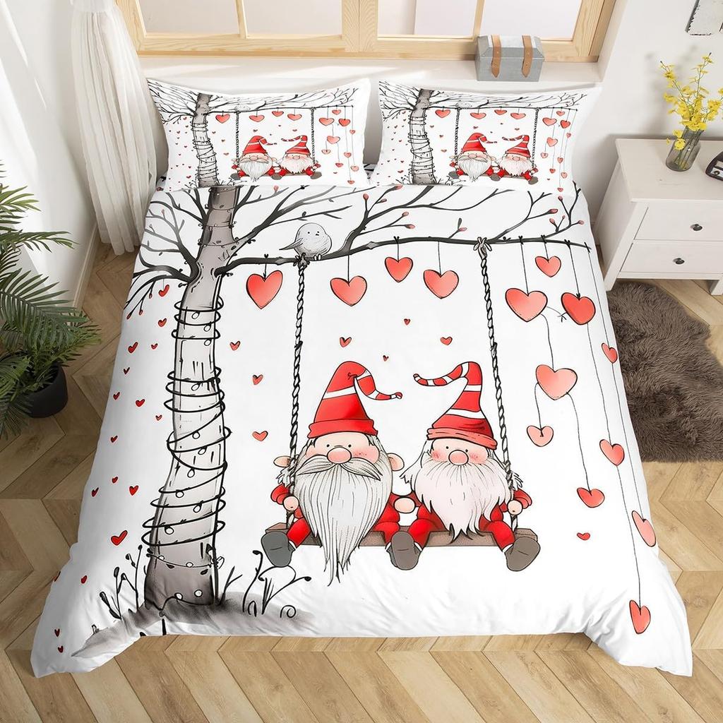 Red Roses Soft Duvet Cover Twin Quen Hapy Valentine's Day Beding Set Romantic Flowers Warm Comforter Cover Lovely Love Heart Comfortable Quilt Cover