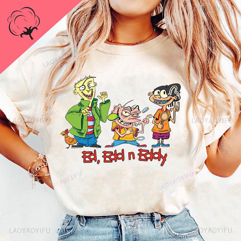 Ed Edd  Eddy Tv Show Shirt Novelty Cartoon Kawaii Cute Casual Funny Comic Printed Y2k Clothes Grahic T Shirts Cotton Unisex Top