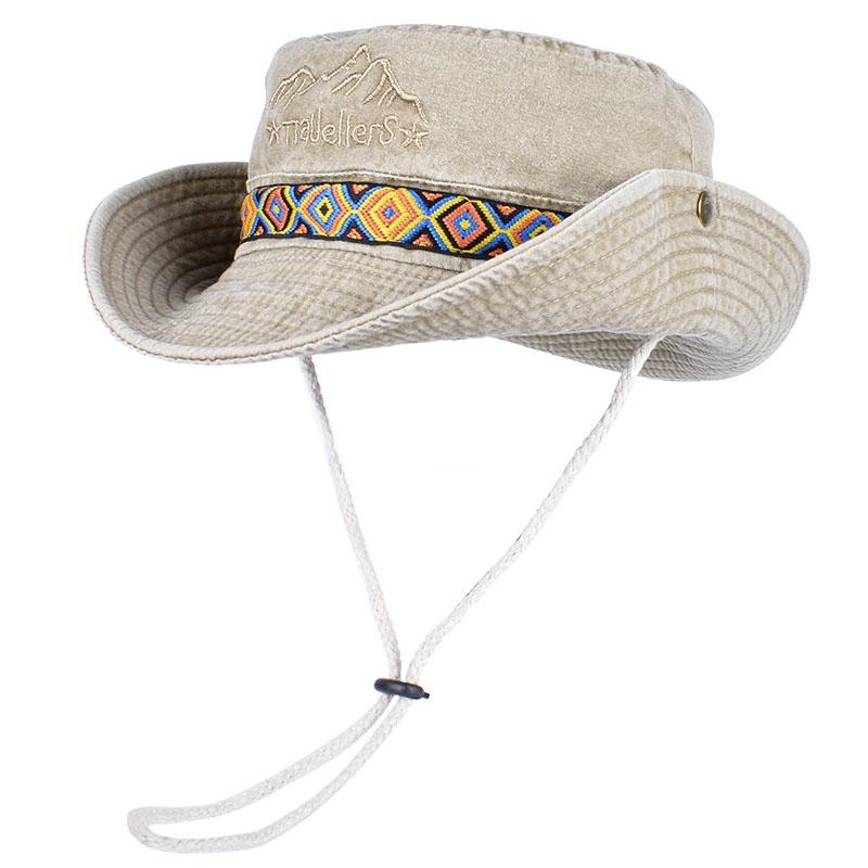 Outdoor Sun Hat Woman Bucket Hat Men Embroidered Vintage Beach Waterproof Fisherman Fishing Cap Summer Foldable Bob Man Panama