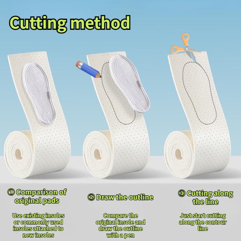 1 Roll DIY Latex Self-cut Insoles Soft Comfortable Sport Shock Absorption Shoe Inserts Adults Kids Shock-absorbing Sport Insole