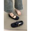 One-word hairy shoes women's Doudou shoes single shoes women's outer ladyshoes flat bottom thick sole velvet cotton