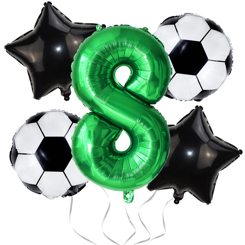 Soccer Birthday Balloon Kit Foil Football Air Globos 32inch Foil Number Balloons Kids Boys Sports Theme Party Favors Supplies