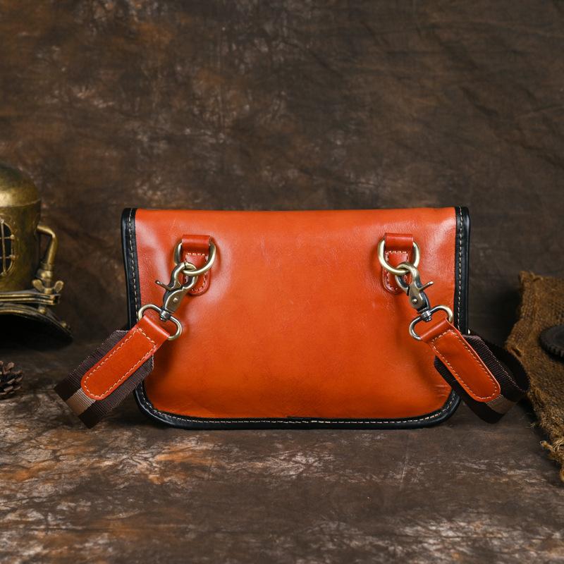 Retro All Cowhide Crossbody Bag, Top Layer Cowhide Casual Korean Version Envelope, Trendy Small Shoulder Bag, Men's Leather Flip Bag