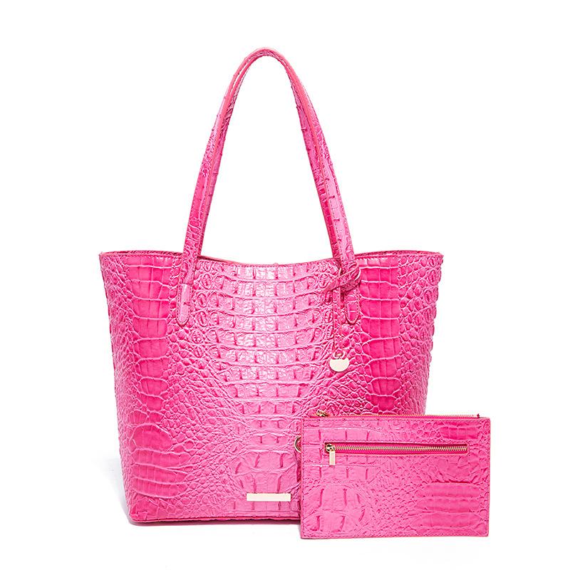 New European and American Handheld Tote Mother Retro Women's Bag with Multi Color Brahmin Crocodile Pattern