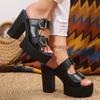 Summer Women High Heel Sandals Platform Fashion Simple Slippers Women Buckle with High Heels Open-toe Heeled Ladies Slides Shoes