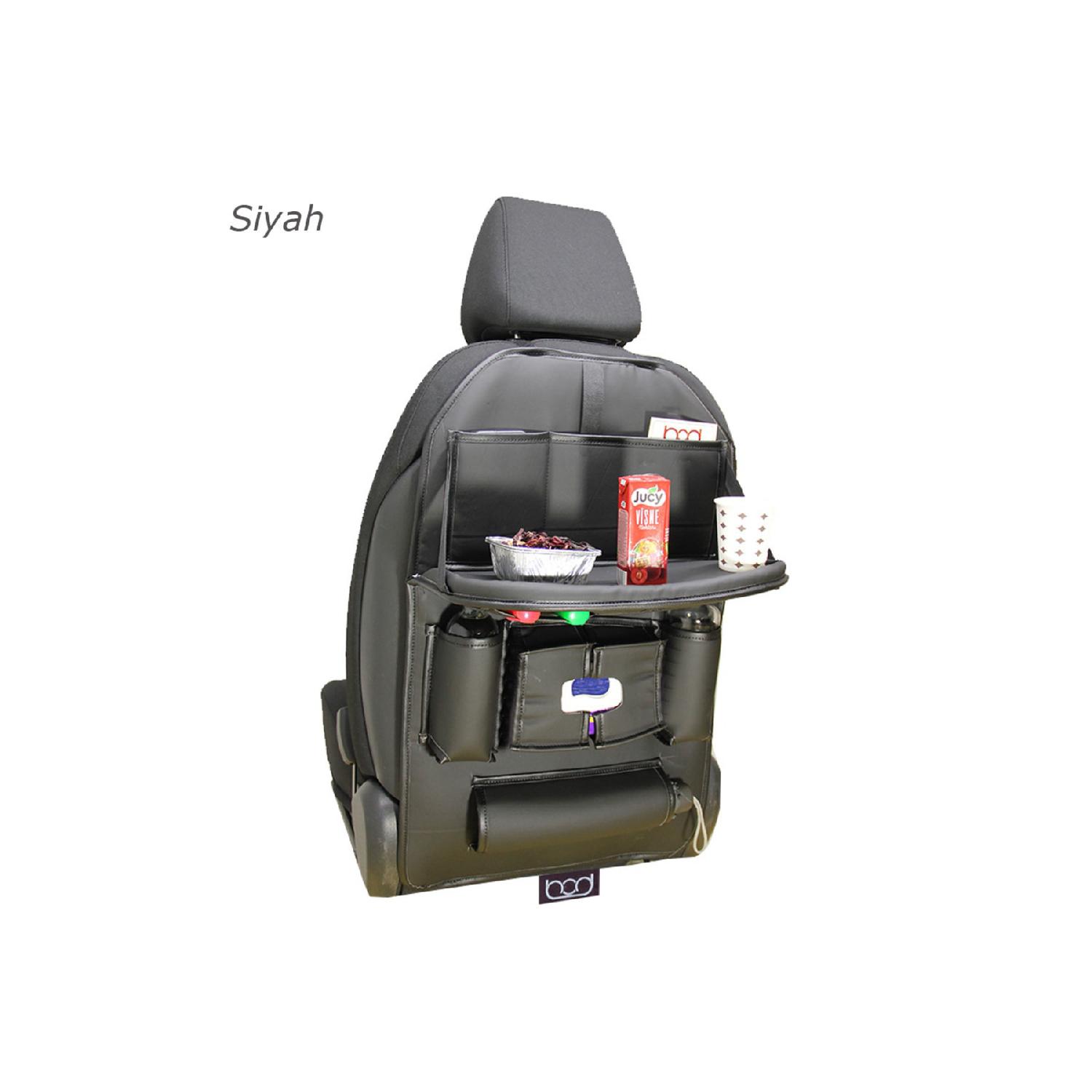 

Органайзер для спинки автомобильного сиденья Органайзер с кожаным столом Черный