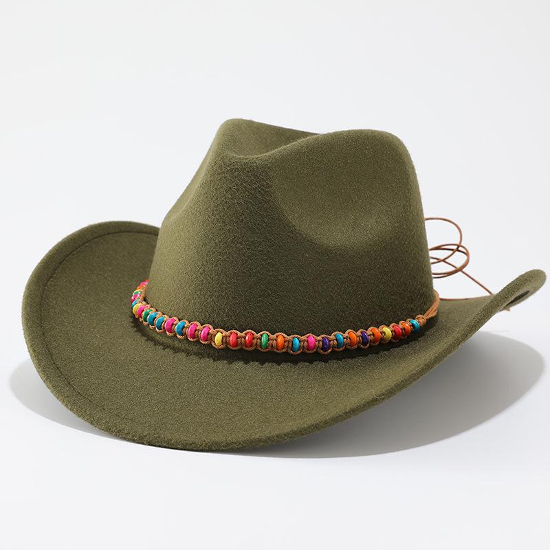 Men's and women's curled brim, ethnic style top hat, European and American French jazz hat, British style warped edge cowboy hat, men's and women's ha