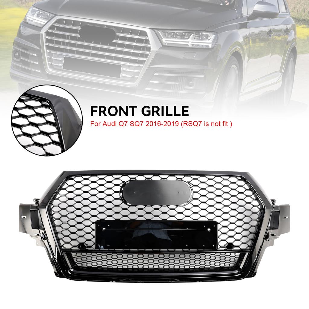Gloss Black Front Bumper Radiator Vent Mesh Grille Grill Fit Q7 2016-2019