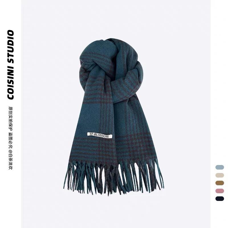 200X65Cm Winter Fashionable Warm And Thick Versatile Plaid Scarf For Men And Women'S Travel Soft Windproof And Cold Proof Scarf