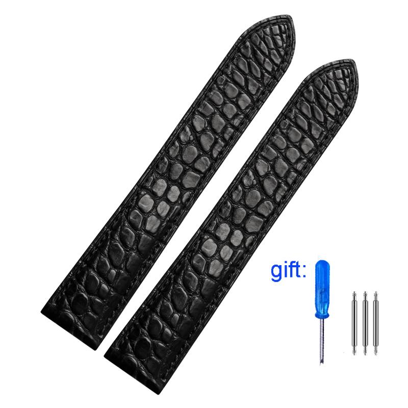 Alligator Leather Strap For Cartier Solo Tank London Genuine Leather Black Brown Watch Band Men Women 16mm 18mm 20mm 22mm 24mm