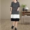 Short sleeve Plus size vintage Stripe patchwork new in dresses for women casual loose long summer dress