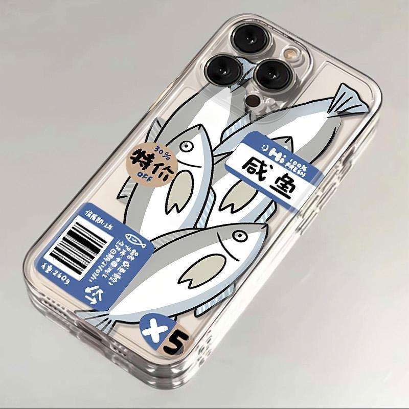 

Знижка Солона Риба Прозорий Чохол Для iPhone 17 16 15 11 12 14 13 Pro Max Mini X XSMax XR 7 8 Plus SE4 16e Чохол Fundas iPhone 12 mini