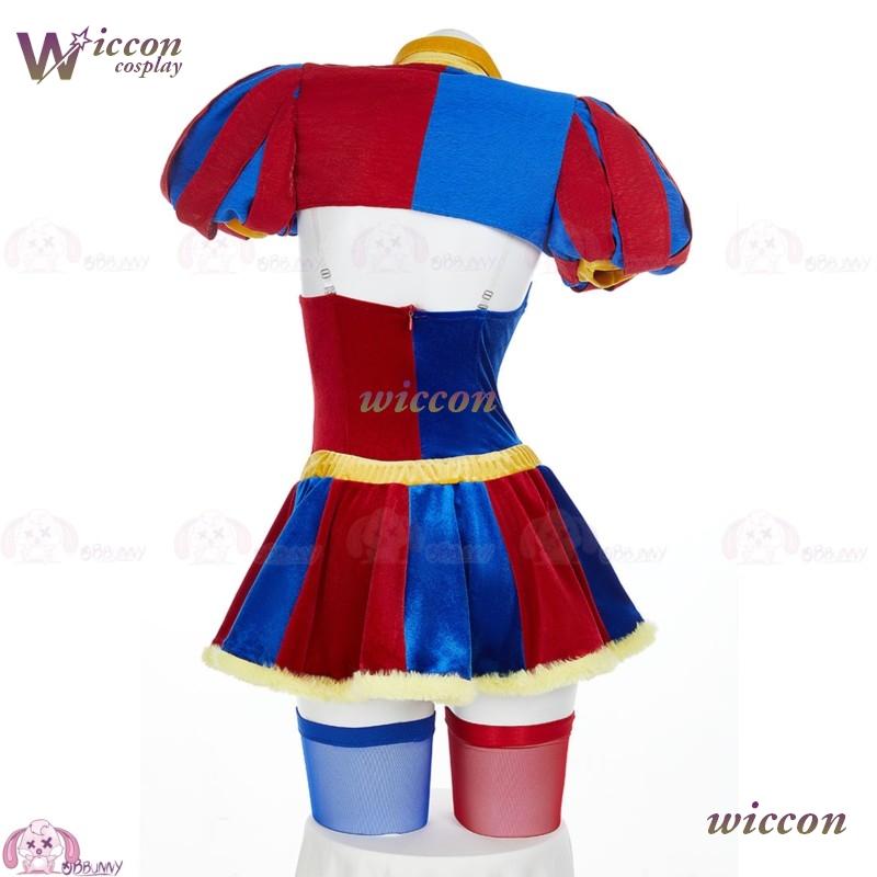 Clown Zirkus Cosplay Kostüm Design Erwachsenen Digital Pomnii Perücke Hut Samtrock Karikatur Weihnachten Party Karneval Outfit