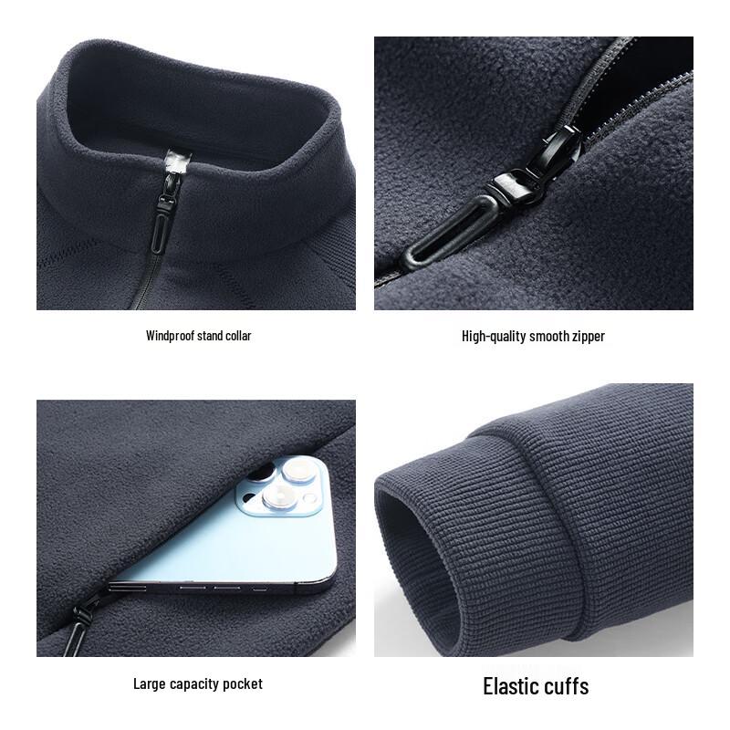 JEANSWEST Men's Stand Collar Fleece Jacket