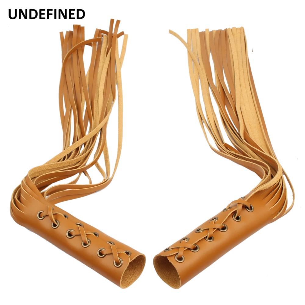 7/8" 25MM Motorcycle Handle Grips Cover PU Leather Fringed Handlebar Grip Covers for Harley Dyna For Indian Chief Vintage