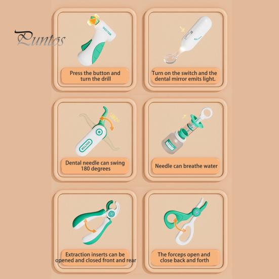 Dentist Kit for Toddlers Smart Dental Chair Playset Rotating Table Operating Light Water Function Educational Pretend Play Toys for Kids 2-4 Early