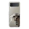 Transparent Phone Case For Samsung Galaxy Z Flip 3 4 5 6 7 Hard Folding PC Z Flip3 Flip4 Cover Funny Cartoon Korean Cat Couple
