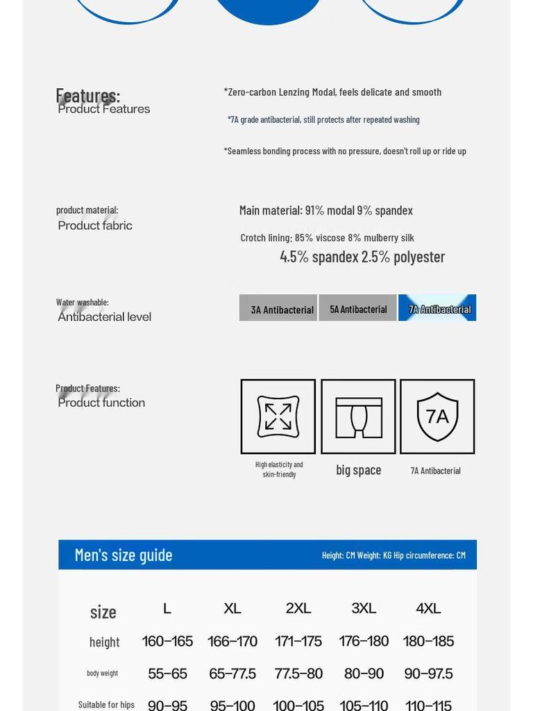 Skechers Men's 7A Antibacterial Modal Boxer Briefs