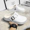Fashion Winter Men Slippers Keep Warm Men Cotton Shoes with Fur Couple Home Slides Waterproof Flat Casual Shoes Indoor Outdoor Slippers