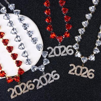 Kadın 2026 Sayılı Kolye Büyük Parlak Cesur 2026 Uçlu Statement Parça Noel Yıl Partisi Takı Hediyesi