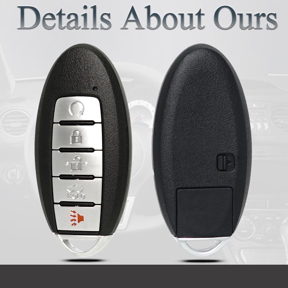 Key Fob Keyless Entry Fits for Nissan Altima Versa Sentra - Remote Control Push SART Key Replacement 5 Button FCC: KR5TXN4, PN# 285E3-6CA6A